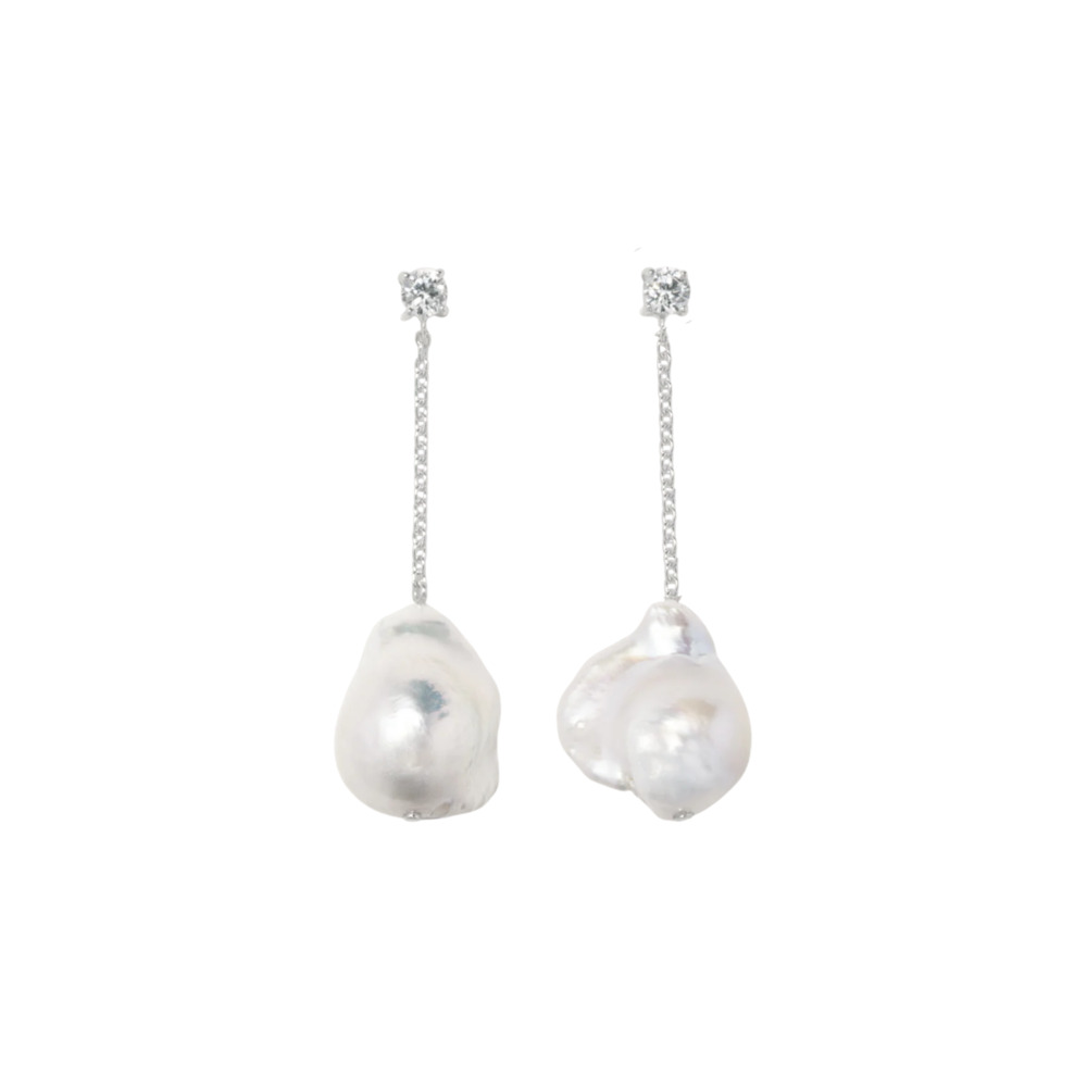 COMPLETEDWORKS Suspended Boulder Baroque Pearl & CZ Sterling Silver Earrings
